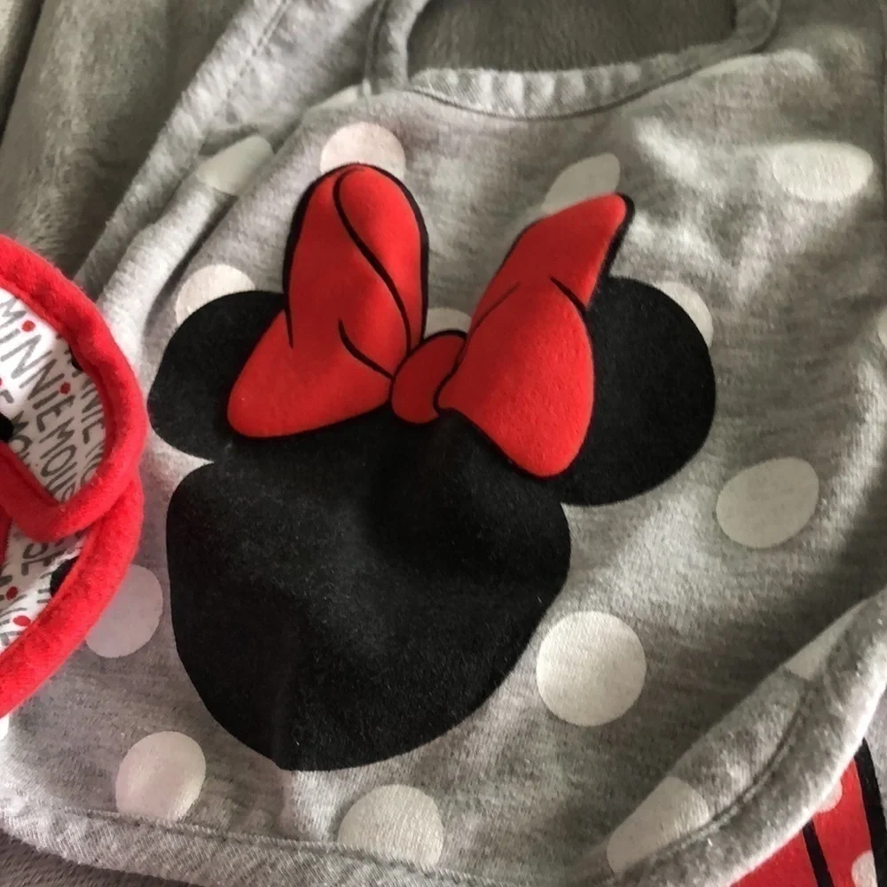 Disney’s Set of 3 red and gray Minnie Mouse bibs